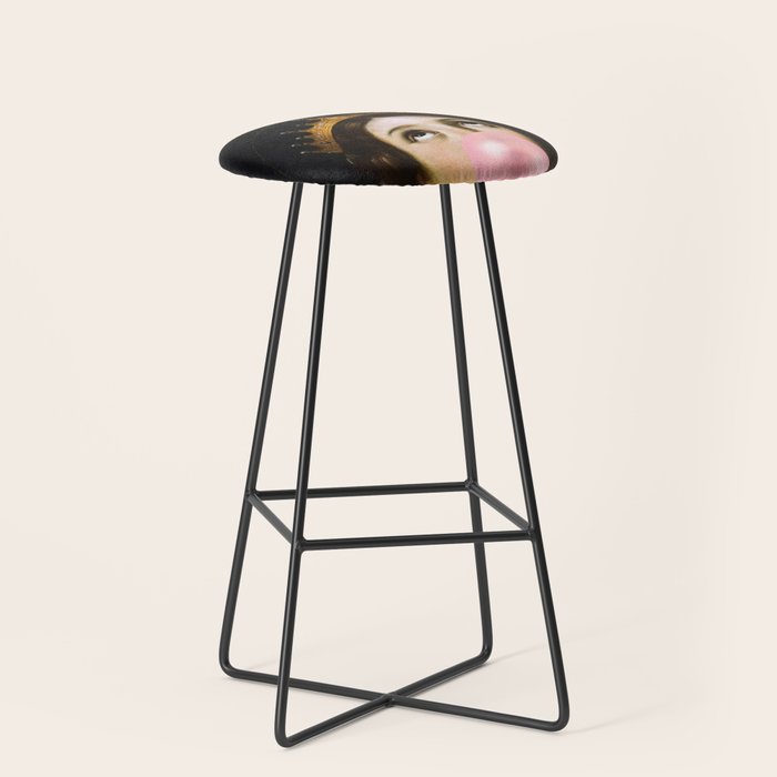 Bubblegum Queen Vintage Painting Altered Art Wall print Stool Gallery Image 1