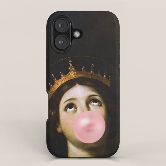 Bubblegum Queen Vintage Painting Altered Art Wall print iPhone Case Gallery Image 1