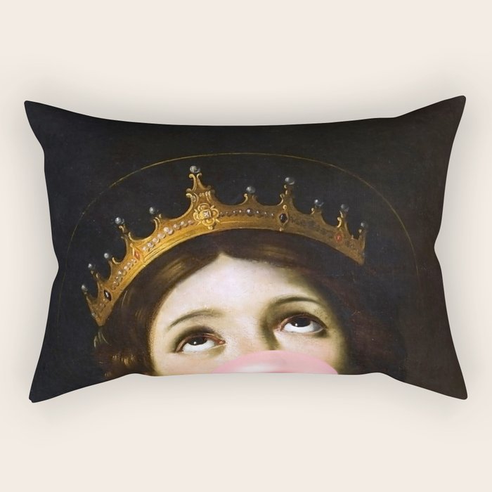 Bubblegum Queen Vintage Painting Altered Art Wall print Rectangular Pillow Gallery Image 2