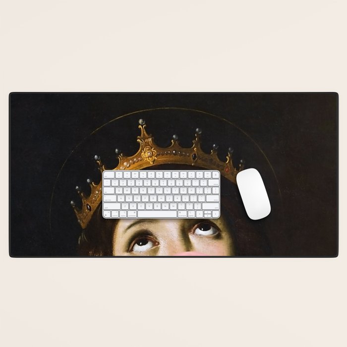 Bubblegum Queen Vintage Painting Altered Art Wall print Desk Mat Gallery Image 1