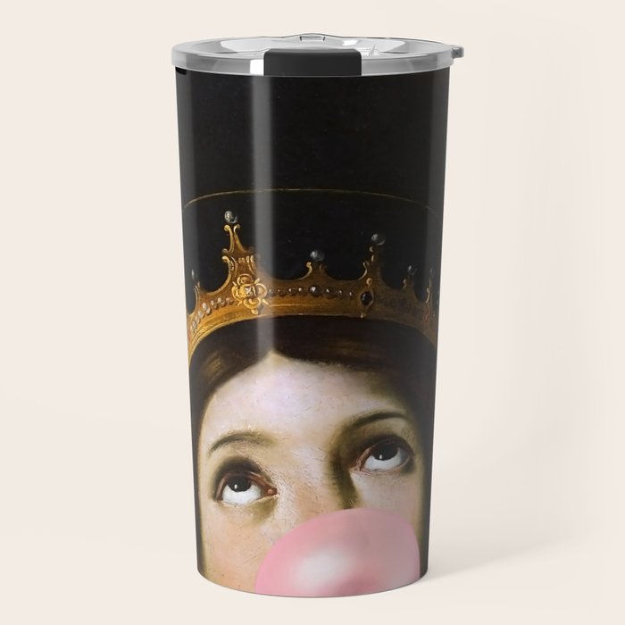Bubblegum Queen Vintage Painting Altered Art Wall print Travel Mug Gallery Image 1