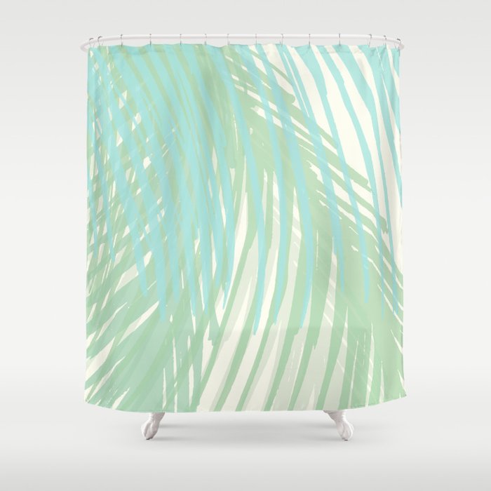 Summer Palms at the Seashore Abstract Tropical Shower Curtain Gallery Image 1