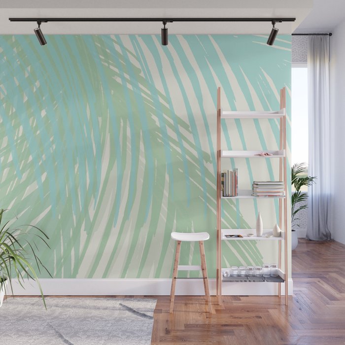 Summer Palms at the Seashore Abstract Tropical Wall Mural Gallery Image 1