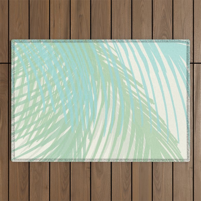 Summer Palms at the Seashore Abstract Tropical Outdoor Rug Gallery Image 1