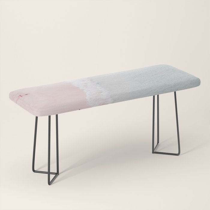 Aerial Pink Beach Print - Pastel - Ocean - Sea - Travel photography Bench Gallery Image 1