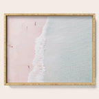 Aerial Pink Beach Print - Pastel - Ocean - Sea - Travel photography Serving Tray Gallery Image 1