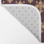Fleur De Lis In Royal Burgundy and Gold Bath Mat Gallery Image 2