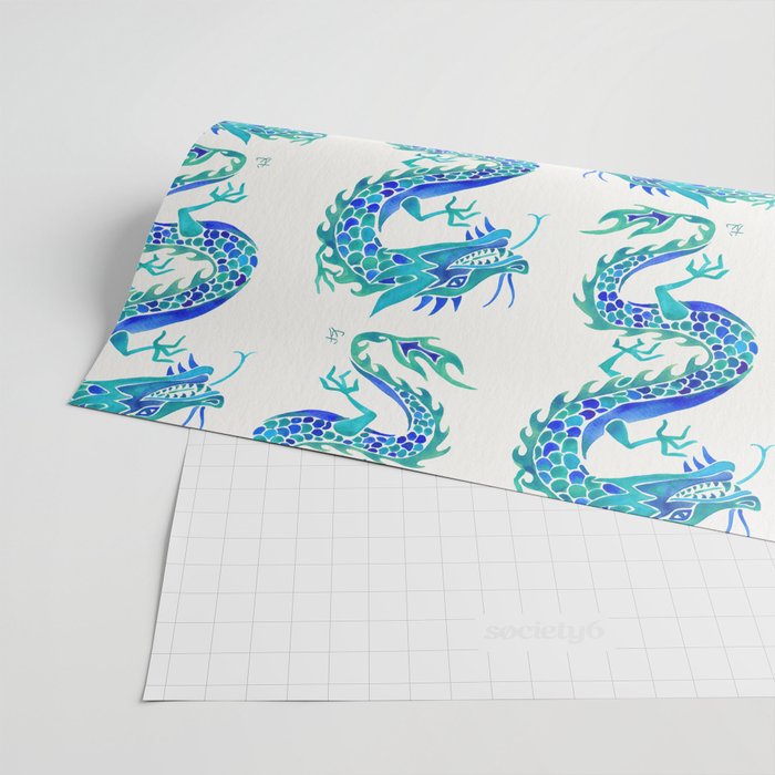 Chinese Dragon - Blue Palette Wrapping Paper Gallery Image 2
