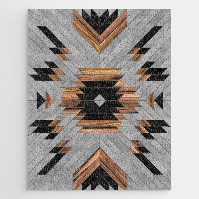 Urban Tribal Pattern No.6 - Aztec - Concrete and Wood Jigsaw Puzzle Gallery Image 1