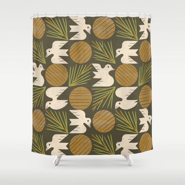 Pine Forest Doves Shower Curtain Gallery Image 1