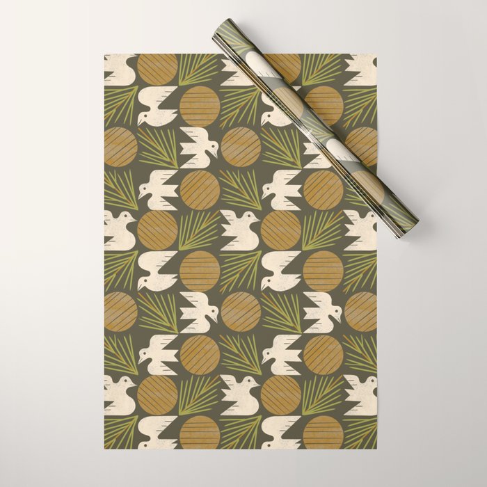 Pine Forest Doves Wrapping Paper Gallery Image 1