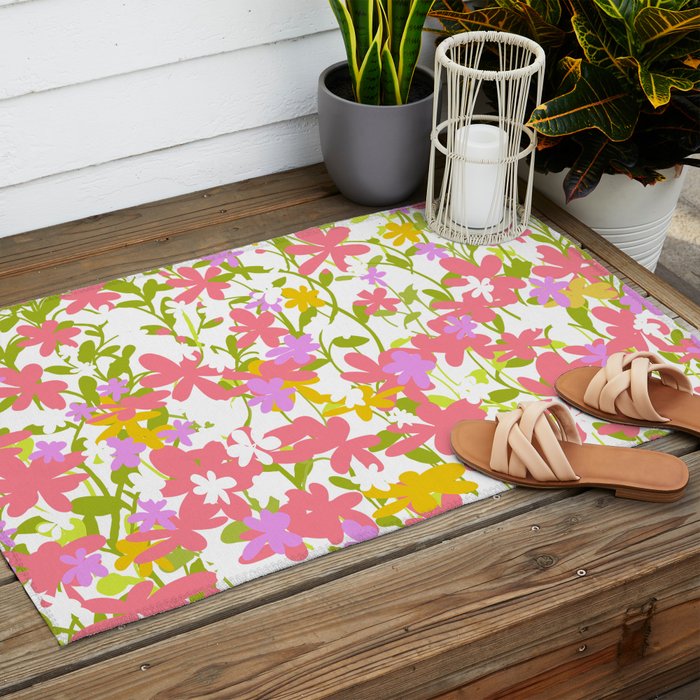 Delicate summer flowers Outdoor Rug Gallery Image 2