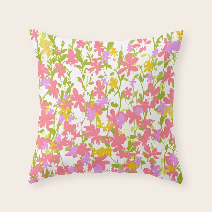 Delicate summer flowers Throw Pillow Gallery Image 1