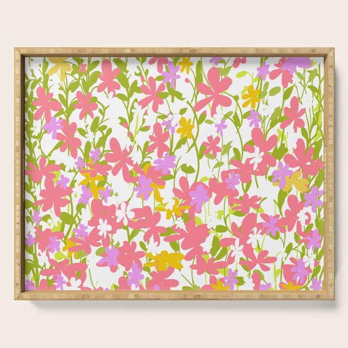 Delicate summer flowers Serving Tray Gallery Image 1