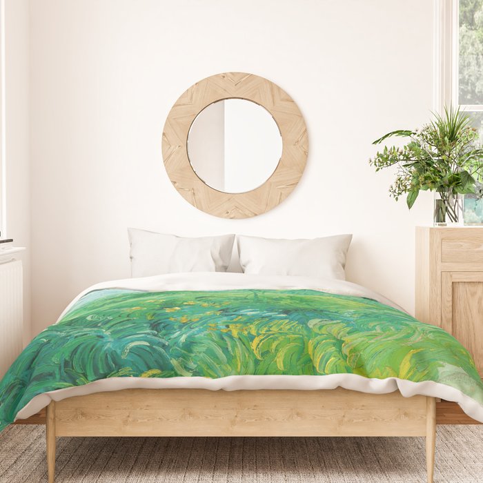 Green Wheat Fields, Auvers, 1890, Vincent van Gogh Duvet Cover Gallery Image 3