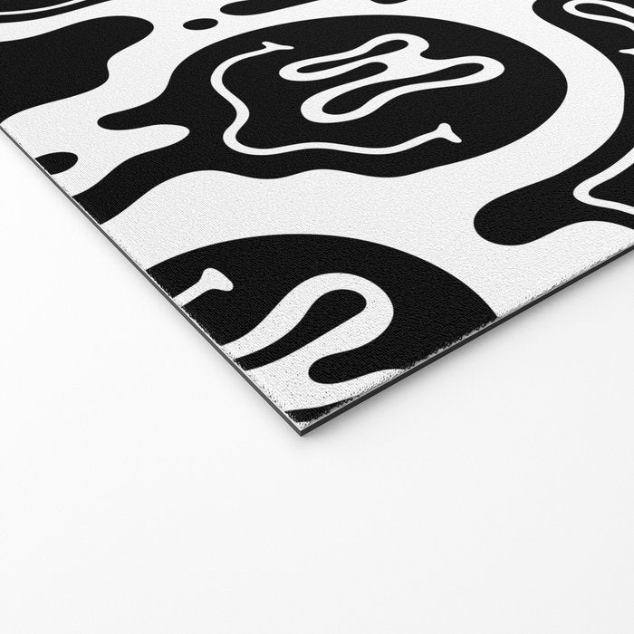 Black and white melted happy face pattern Welcome Mat Gallery Image 2