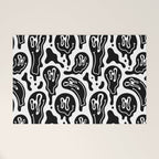 Black and white melted happy face pattern Welcome Mat Gallery Image 1