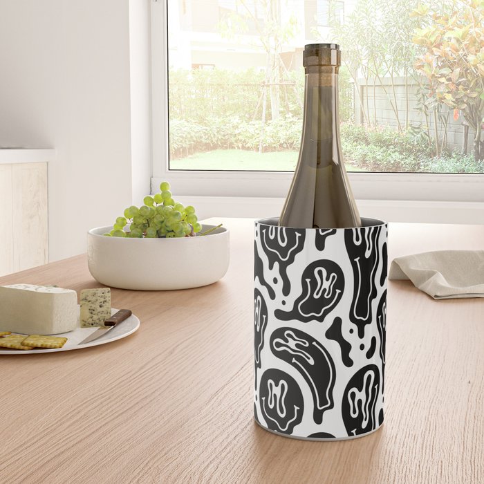 Black and white melted happy face pattern Wine Chiller Gallery Image 4