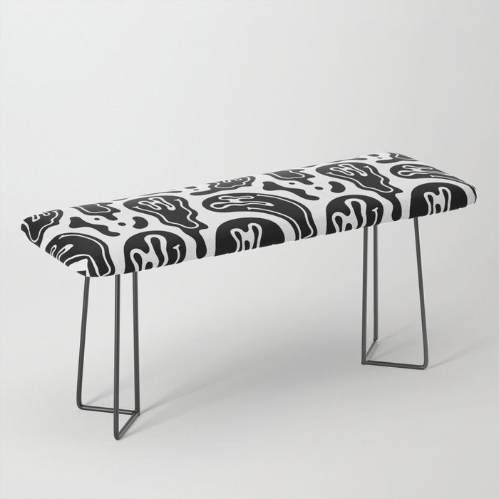 Black and white melted happy face pattern Bench Gallery Image 1