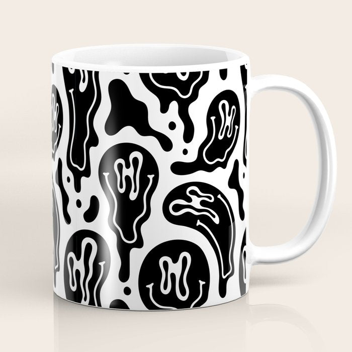 Black and white melted happy face pattern Coffee Mug Gallery Image 1