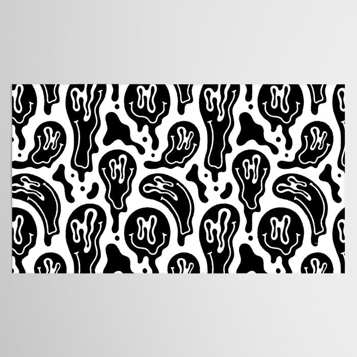 Black and white melted happy face pattern Tablecloth Gallery Image 2