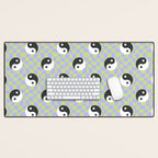 Retro psychedelic yin yang checkered pattern Desk Mat Gallery Image 1