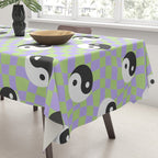 Retro psychedelic yin yang checkered pattern Tablecloth Gallery Image 3
