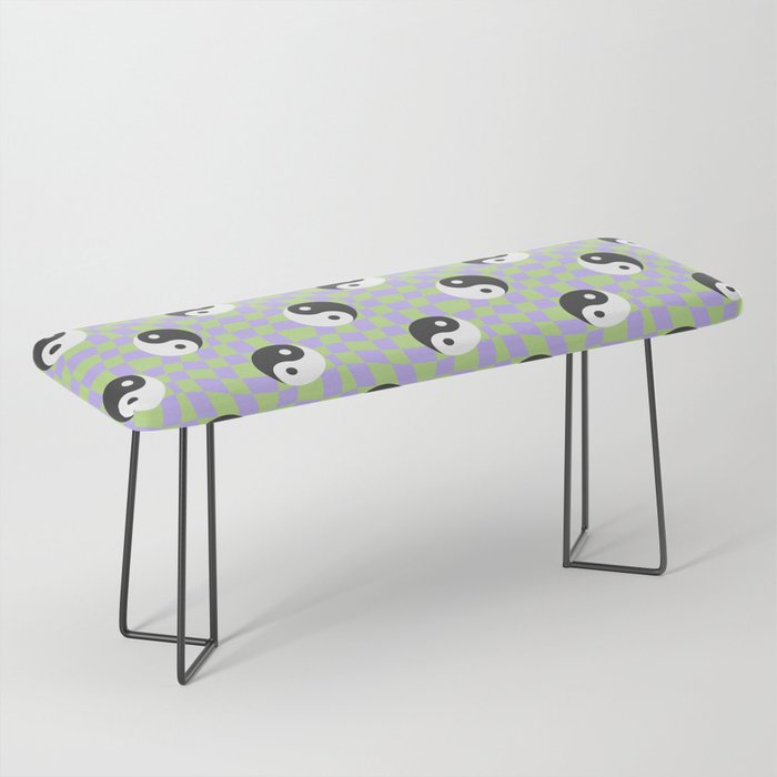 Retro psychedelic yin yang checkered pattern Bench Gallery Image 1