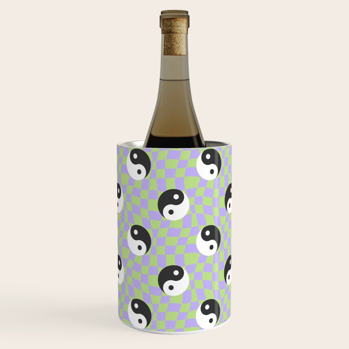 Retro psychedelic yin yang checkered pattern Wine Chiller Gallery Image 1