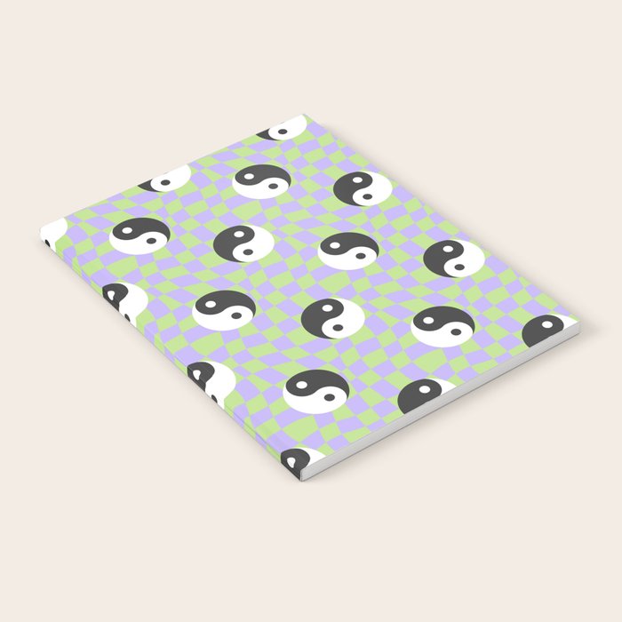 Retro psychedelic yin yang checkered pattern Notebook Gallery Image 1