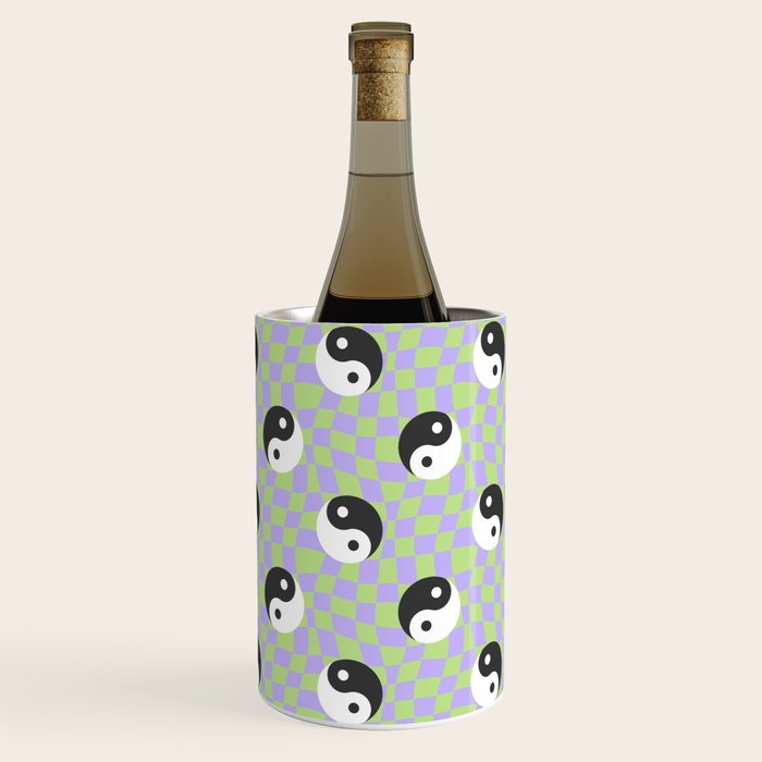 Retro psychedelic yin yang checkered pattern Wine Chiller Gallery Image 2