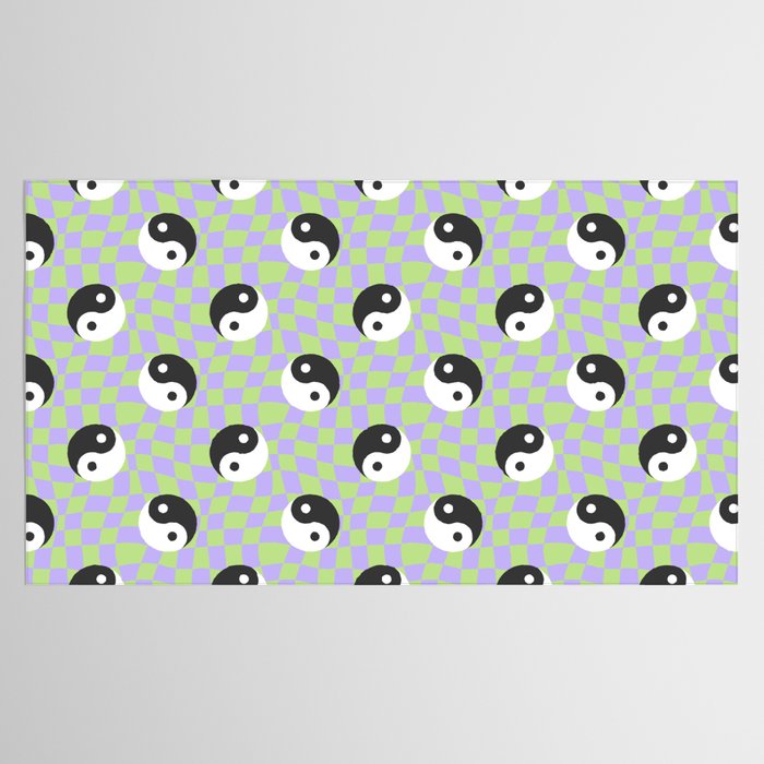 Retro psychedelic yin yang checkered pattern Tablecloth Gallery Image 2