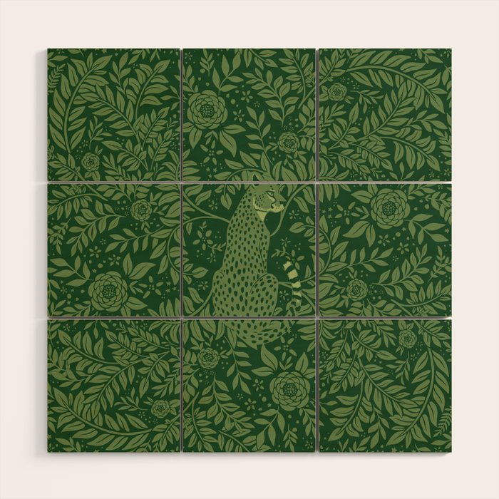 Spring Cheetah Pattern - Forest Green Wood Wall Art Gallery Image 1