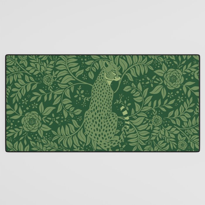 Spring Cheetah Pattern - Forest Green Desk Mat Gallery Image 3