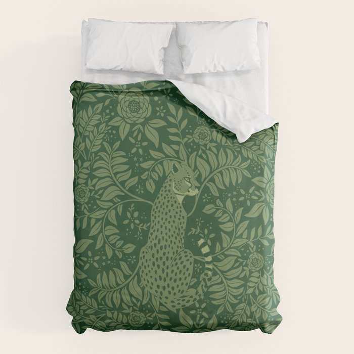 Spring Cheetah Pattern - Forest Green Duvet Cover Gallery Image 6