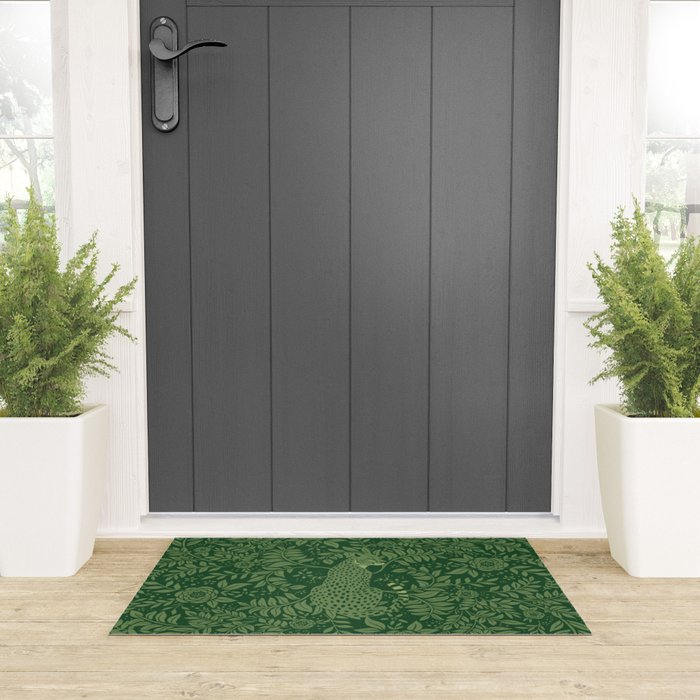 Spring Cheetah Pattern - Forest Green Welcome Mat Gallery Image 3
