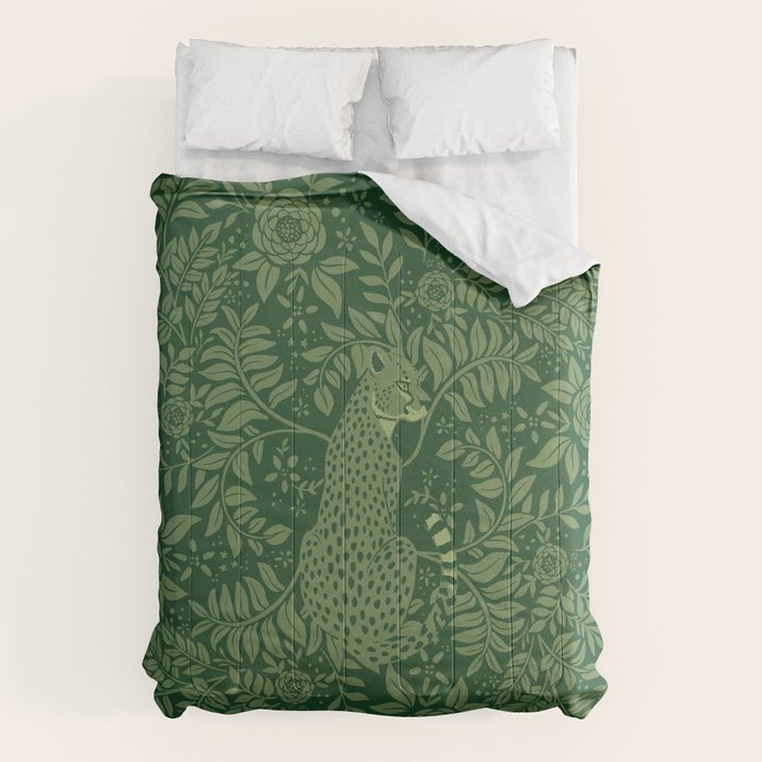 Spring Cheetah Pattern - Forest Green Comforter Gallery Image 6