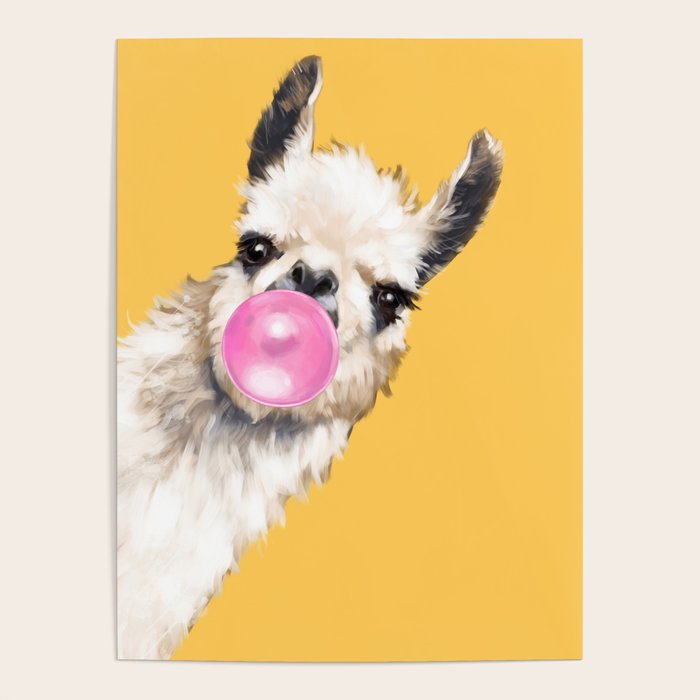 Bubble Gum Sneaky Llama in Yellow Poster Gallery Image 1
