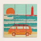 Great Lakes Surf Sunset Wood Wall Art Gallery Image 1