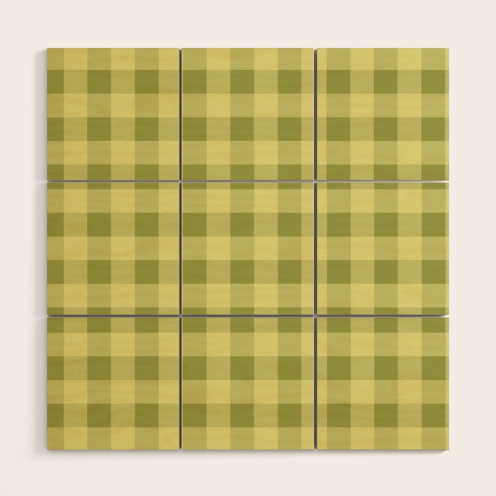 Gingham Large Lime Green Wood Wall Art Gallery Image 1