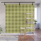 Gingham Large Lime Green Wall Mural Gallery Image 1