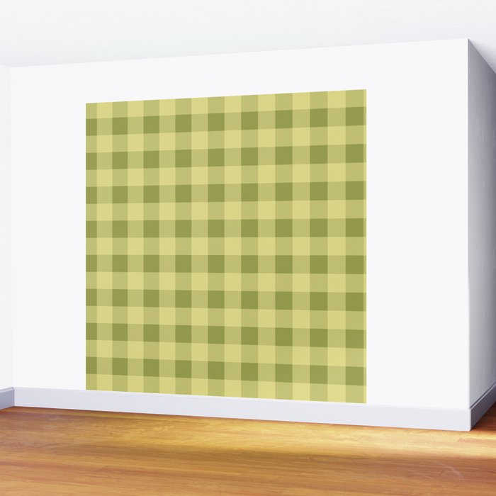 Gingham Large Lime Green Wall Mural Gallery Image 2