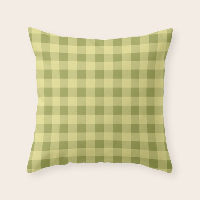 Gingham Large Lime Green Throw Pillow Gallery Image 1