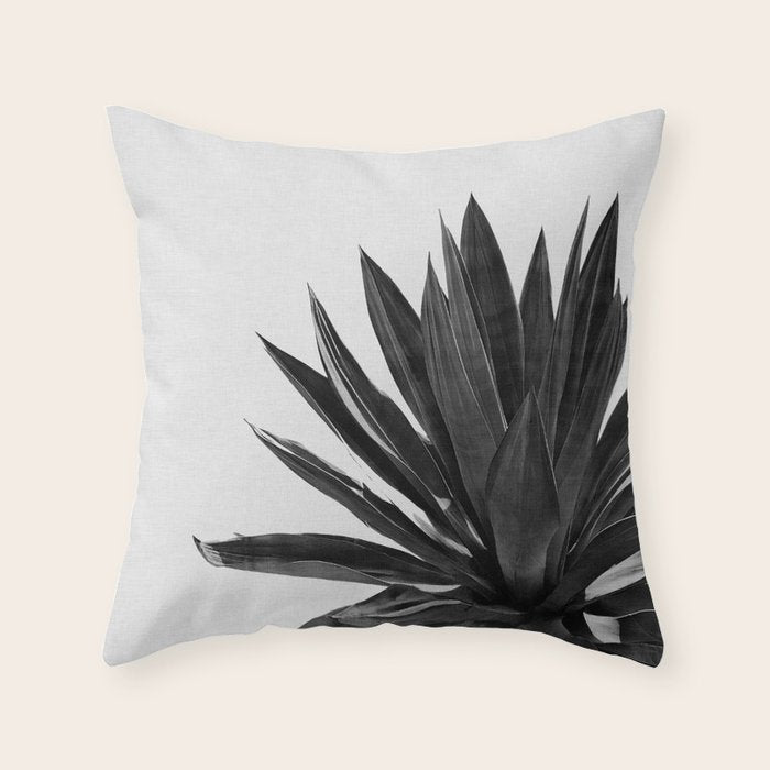 Agave Cactus Black & White Throw Pillow Gallery Image 1