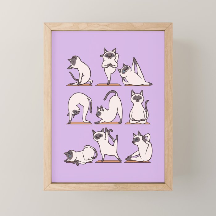 Siamese Cat Yoga Mini Art Print Gallery Image 1
