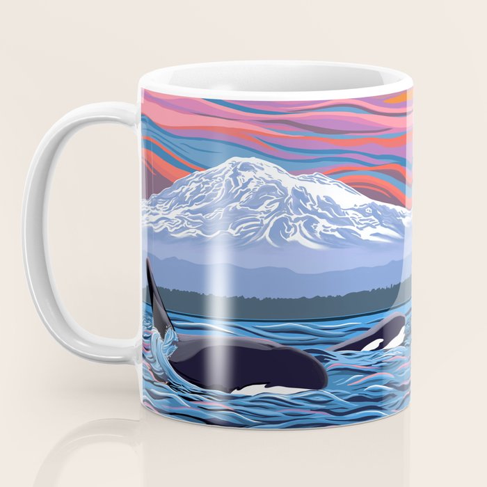 Orca Momma and calf - Ballet Slipper Coffee Mug Gallery Image 3