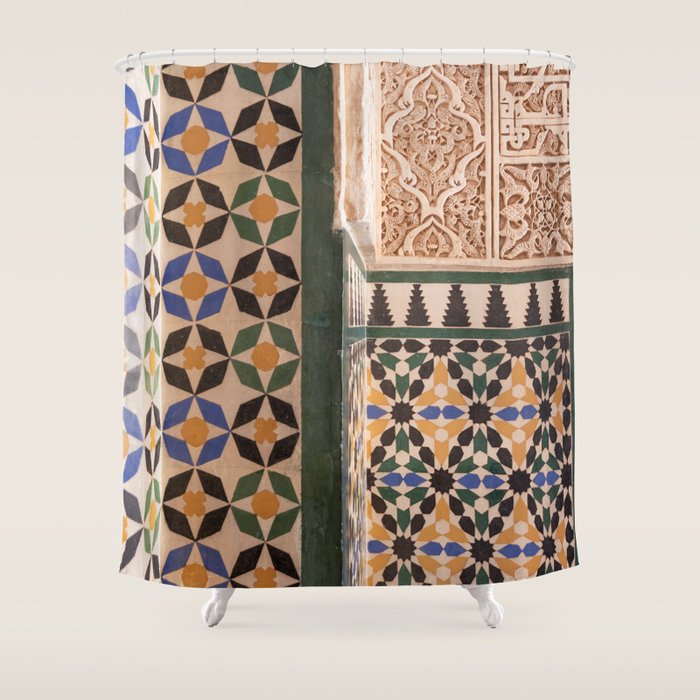 Historical Tiles - Alhambra Granada Spain Shower Curtain Gallery Image 1