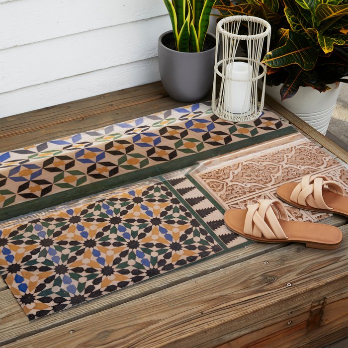 Historical Tiles - Alhambra Granada Spain Outdoor Rug Gallery Image 2