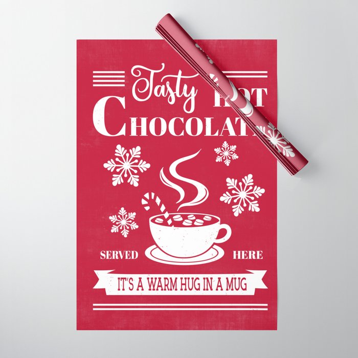 Tasty Hot Chocolate Red Wrapping Paper Gallery Image 1