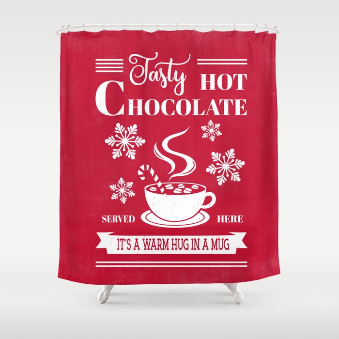 Tasty Hot Chocolate Red Shower Curtain Gallery Image 1